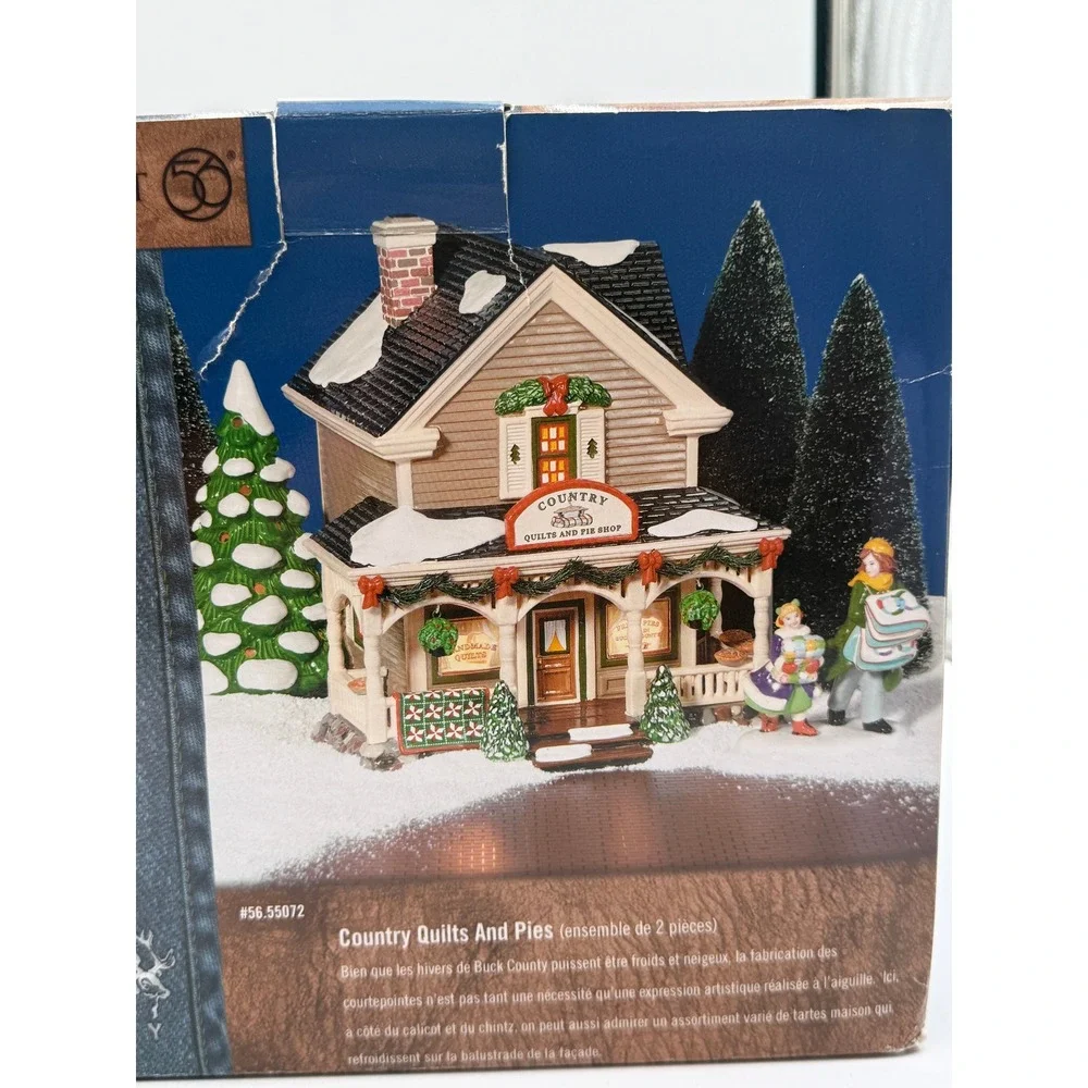 Department 56 Snow Village Country Quilts and Pies Shop Brown Christmas House